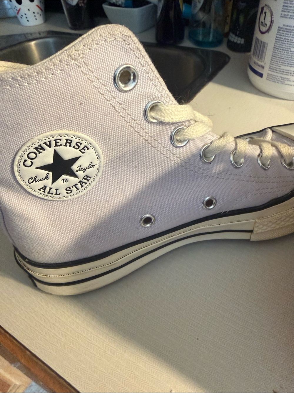 Converse High Top Sneakers - lilac Canvas with Black Trim